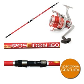 Combo Globe Fishing Canna Poseidon 4,20m 150g - Mulinello Lineaeffe Vigor Boost FD 80